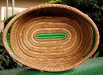 Oval Basket with Handles-Green and White