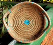 Medium Round Basket with Handles-Turquoise