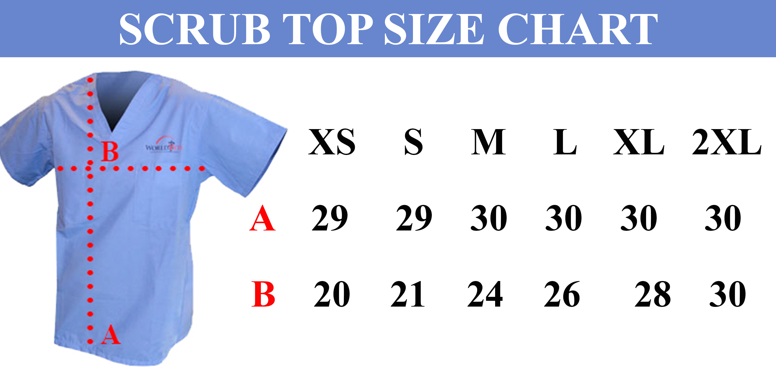 Scrub Top Size Chart